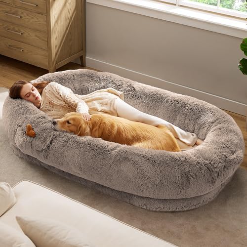 Bedsure Human Dog Bed for Adult, Plush Giant Calming Nest Bed Orthopedic