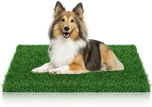 GLOBREEN Dogs Grass Pee Pad for Puppy Potty Training, Pet Friendly Artificial Grass Turf Mat Outdoor Indoor Use, High Drainage, 39.3" x 31.5"