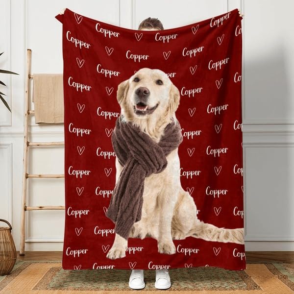 Pamaheart Custom Dog Face Blankets, Personalized Pet Photo Blanket, Fleece Dog Blankets, Customized Photo Throws, Dogs Dad Gifts, Pet Lover Gifts, Memorial Gift /32