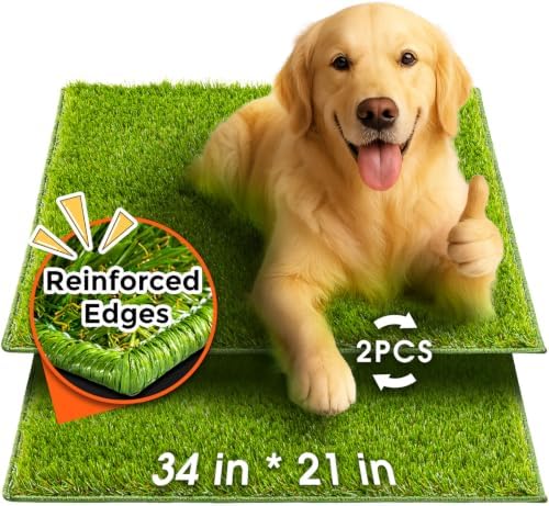 Hompet Artificial Grass for Dogs, 34"x21", Professional Dog Grass Mat, Easy to Clean with Drainage Holes, Potty Training Pad and Replacement Fake Grass Turf, Outdoor Rug Patio Lawn Decoration