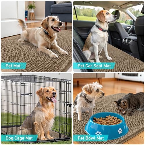 OLANLY Dog Door Mat for Muddy Paws 70x35, Super Absorbent Chenille Mud Mat