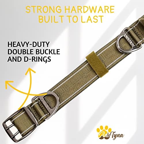 ADITYNA Heavy Duty Green Dog Collar for Medium Dogs with Traffic Handle