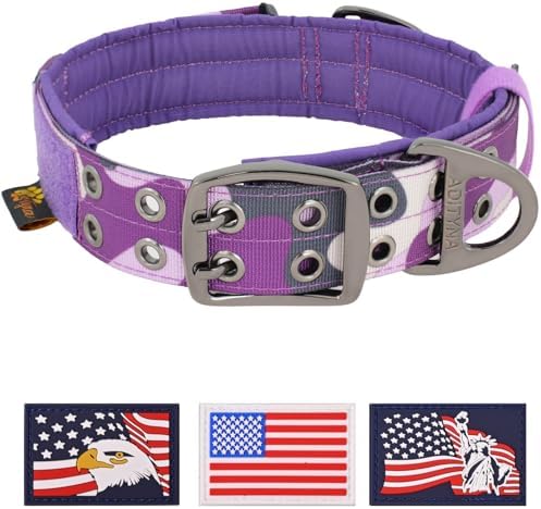ADITYNA Heavy Duty Purple Dog Collar for Medium Dogs with Traffic Handle