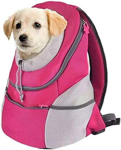 TWC Dog Cat Pet Carrier Backpack Carrier Bag with Opening for Neck and Head (Pink, Black and Blue) (Pink)