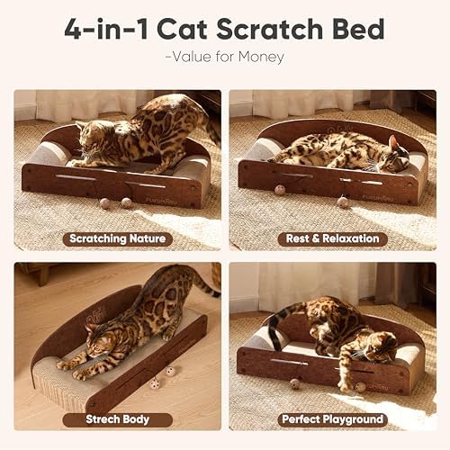 FUKUMARU Large Cat Scratcher Bed, 26 Inch Cat Scratching Bed Sofa Indoor