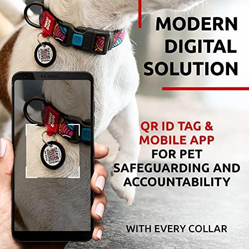 WAUDOG Nylon Dog Collar - Adjustable Dog Collar for Large Dogs, Small & Medium Dogs - Breakaway Puppy Collars for Large Breed Dogs - Boy & Girl Dog Collars with Durable Plastic Buckle and QR Dog Tag