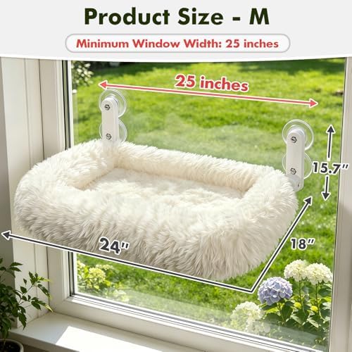Zoratoo Foldable Cat Window Perch, Widened Cushion Cat Bed for Large Cats
