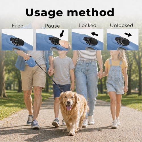Retractable Dog Leash 16ft for Small & Medium Dogs Up to 55 lbs