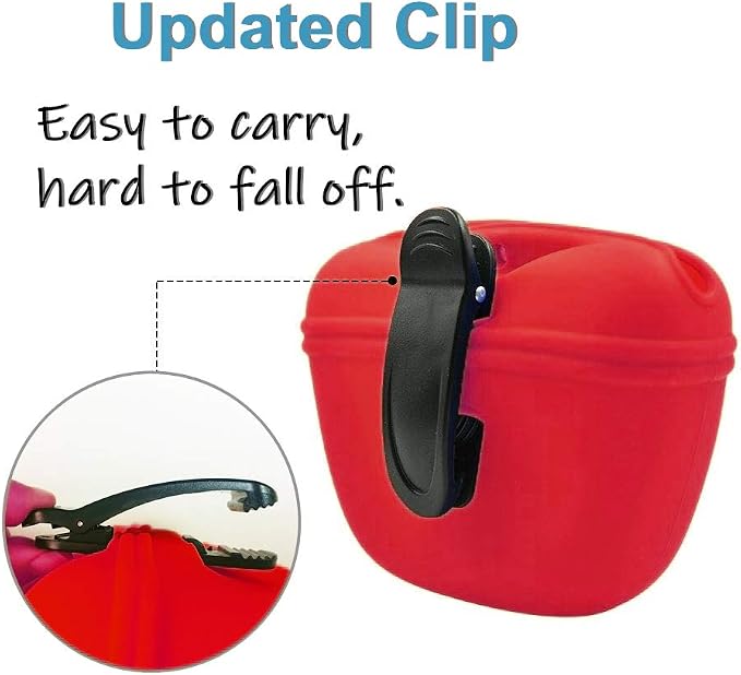 RoyalCare Silicone Dog Treat Pouch-Small Training Bag-Portable Dog Treat Bag for Leash with Magnetic Closure and Waist Clip[US Design Patent]