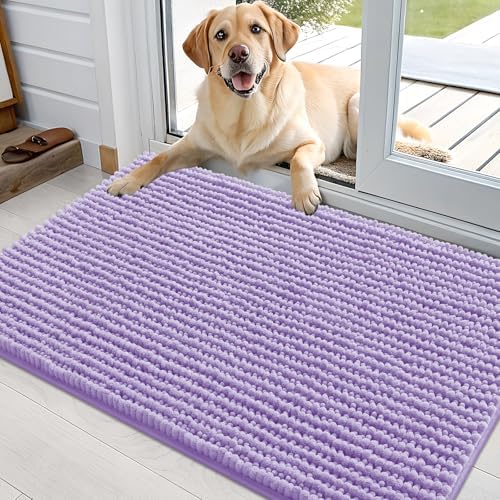 OLANLY Dog Door Mat for Muddy Paws 36x24, Extra Absorbent Chenille Mud Mat