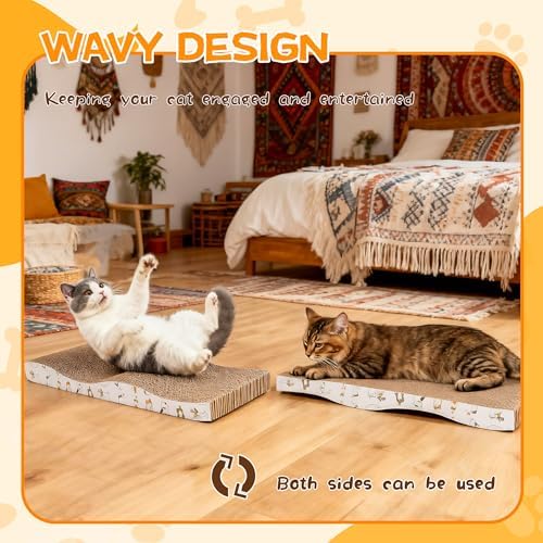 PatiencET Cat Scratch Pad 2 Pack, Waved Cardboard Cat Scratcher