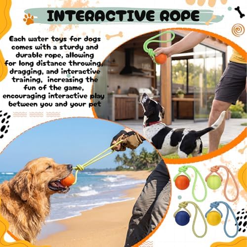 Skylety 4 Pack Floating Dog Toy with Rope Handle