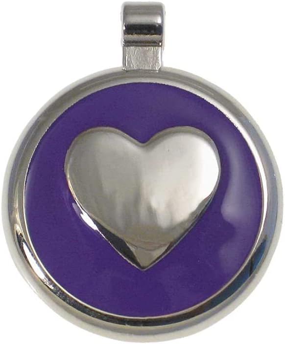 LuckyPet Heart Jewelry Pet ID Tag for Cats and Dogs, Personalized Engraving on The Back Side, Large Purple Heart