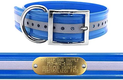 Reflective Heavy Duty D-Ring 1.5" Dog Collar w Custom Nametag, Blue