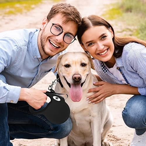 16 ft Retractable Dog Leash for Large Dogs up to 110 lbs,Tangle-Free Nylon Tape,Black Dan L