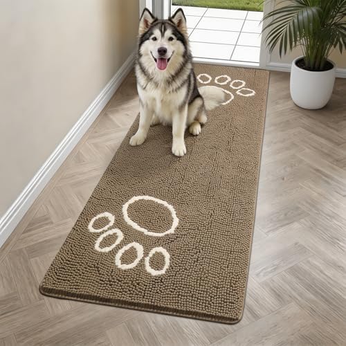 Bcoimo Super Absorbent Dog Door Mat, 60"*24" Anti Slip Mat for Muddy Paws