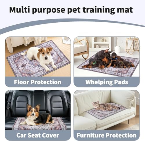 Washable Pee Pads for Dogs and Cats 2 Pack Reusable Puppy Training Pads 36"x24" Super Absorbent Waterproof Dog Training Pads, Non-Slip and Leak-Proof Whelping Pads for Pet Housebreaking Khaki