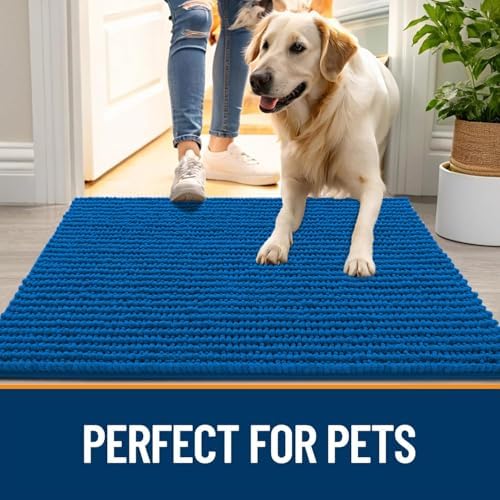 OLANLY Dog Door Mat for Muddy Paws 24x16, Extra Absorbent Chenille Mud Mat