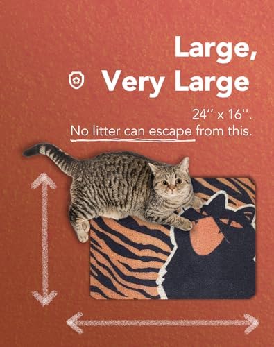 Lukamoo® Cute Cat Litter Mat (24’’x16’’), for Kitty Litter & Cat Litter Box, Independent Artist Designed (Roaring)