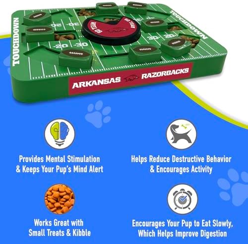 Pets First NCAA Arkansas Large Puzzle Toy, Dog Puzzle Treat Toy, New Large Size, Interactive Dog Treat Toy, Dog Slow Feeding Toy