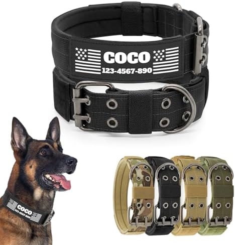 Tactical Dog Collar with Name Patches, Black: XL