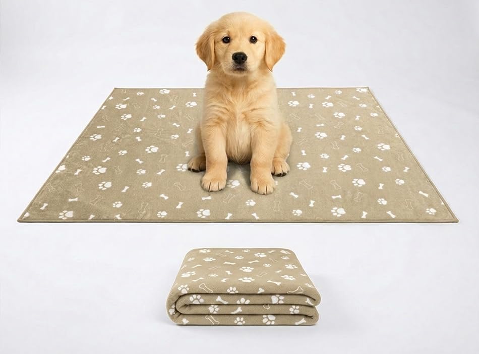 Muddy Mat® Washable Pee Pads for Dogs, Super Absorbent Reusable Puppy Pads–100% Waterproof Pee & Potty Training Pads for Pets, Non-Slip Dog Pads for Crates, Playpens and Floors - 2 Pack, Beige 18"x24"