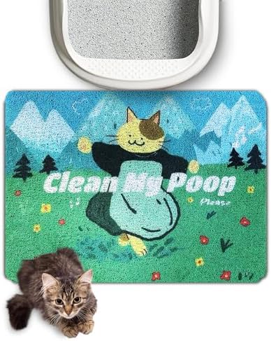 Lukamoo® Cute Cat Litter Mat (24’’x16’’), for Kitty Litter & Cat Litter Box, Independent Artist Designed (My Favorite Things)