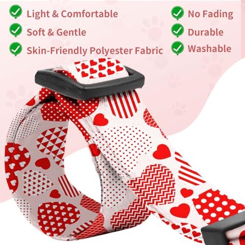 Kazazoo Dog Collar Cute and Soft Nylon Puppy Collar Girl, Adjustable Dog Collars for Large Dogs, Sweet Heart-L