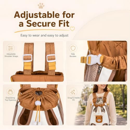 Cute Bear Design Front Pet Carrier Backpack for Small Pets，XXL