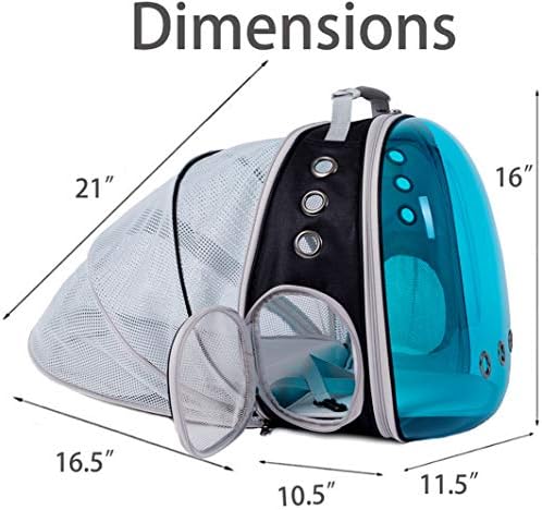 Tinted Blue Cat Backpack, Expandable Space Capsule Polarized Pet Carrier for Kitten Bunny Small Dog, Pet Carrying Hiking Traveling Backpack