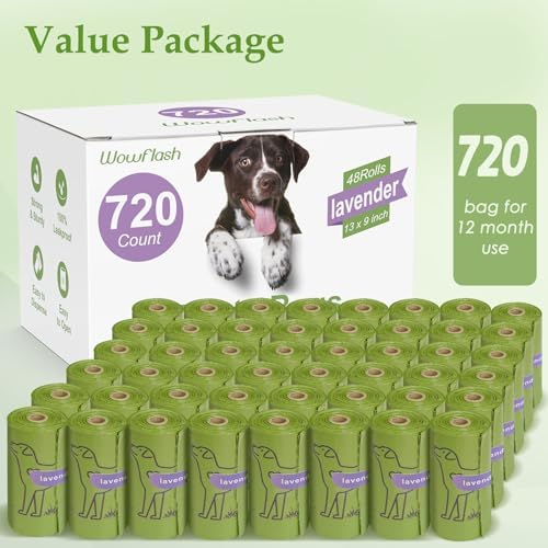 720 Count Lavender Scented 13” x 9” Dog Poop Bags Rolls