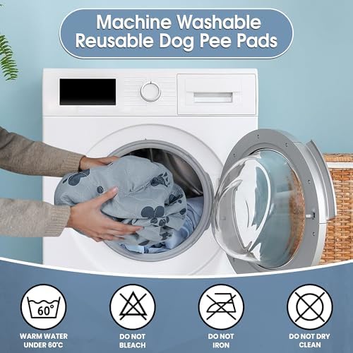 Washable Dog Pee Pads 2 Packs 48’’ x 48’’ Reusable Puppy Pads Waterproof with Non Slip Bottom, Heavy Absorbent Puppy Training Pads for Indoor Use