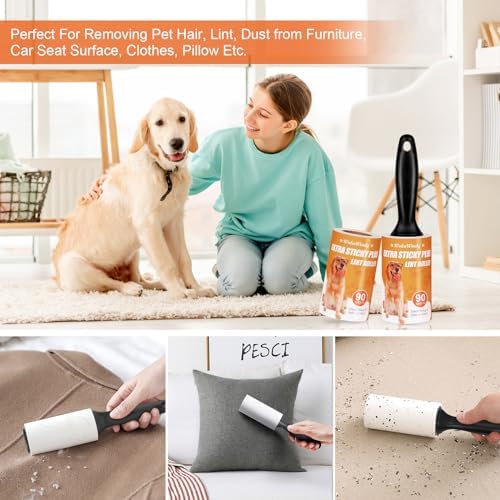 WulaWindy Extra Sticky Lint Rollers for Pet Hair, 1260 Sheets, 6 Handles