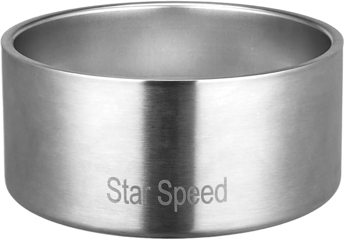 StarSpeed Stainless Steel Dog Bowl. Dog Water Bowls for Large Dogs with Rubber Bottom, Drop Resistant and Durable, Keeps Cold, Holds 8 Cups of Water, Fits Different Size Dog Bowls. (64oz, Silver)