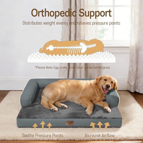 Comfort Expression Washable Dog Bed with Bolster for Medium to Large Dogs