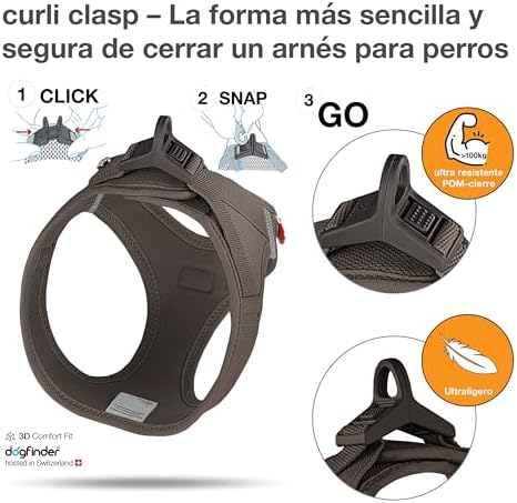 Vest Harness curli Clasp Air-Mesh Brown 2XS
