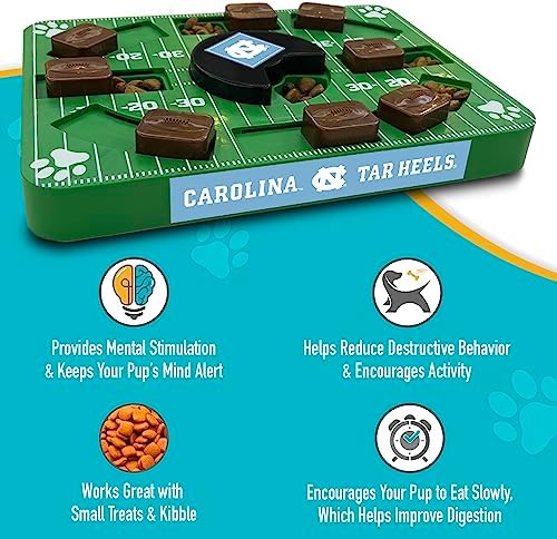 Pets First NCAA University of NC Puzzle Toy, Puzzle Treat Dog Toy, Interactive Dog Treat Toy, Dog Puzzle Feeding Slow Toy