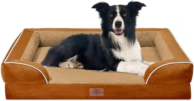 Comfort Expression Orthopedic Dog Beds for Large Sized Dog with Bolster | Waterproof Dog Couch Bed with Washable Cover & Non-Slip Bottom, Supportive Egg Crate Foam Large Pet Bed, 36x27 Inch