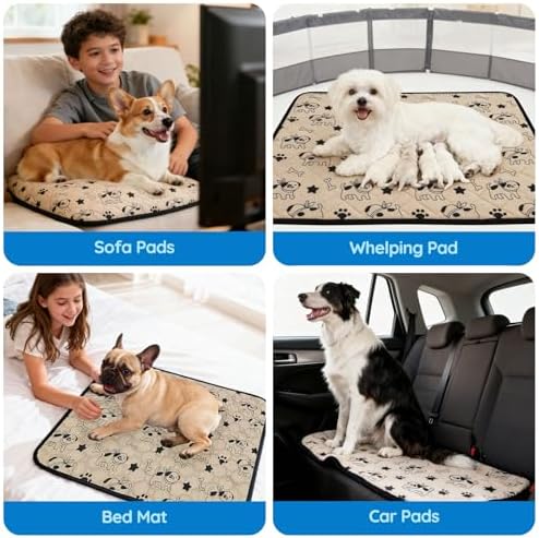 Washable Pee Pads for Dogs, Absorbent Reusable Puppy Training Pads, Leakproof, Non-Slip, Waterproof Cat Doggie Pad Pet Potty Mat for Indoor&Outdoor, Whelping, Playpen, Crate, Coffee 20"x28"