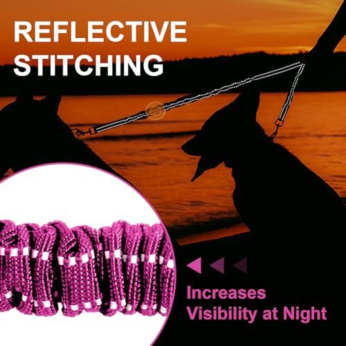 MingXpet 2 Dog Leash, Dog Leash for 2 Dogs, 360° Swivel No Tangle Double Walking Training Leashes for Small Dogs, Comfortable Shock Absorbing Reflective Bungee, Rose