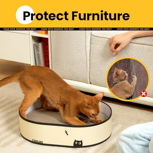 Conlun Oval Cat Scratcher Box with 4 Scratching Pads | Medium