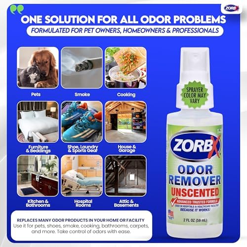 ZORBX Unscented Odor Remover Spray 2 Oz 24-Pack, Bulk, Hospital-Grade
