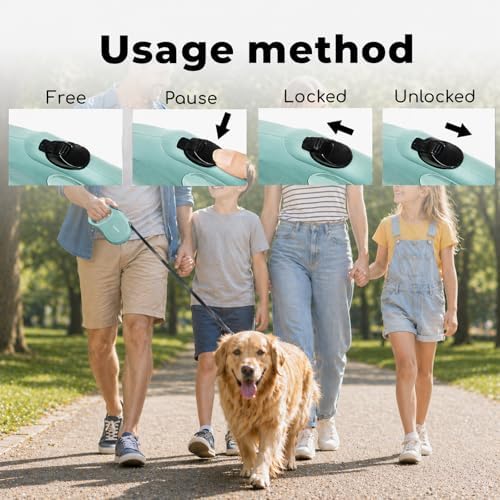 Retractable Dog Leash 16ft for Small & Medium Dogs Up to 55 lbs