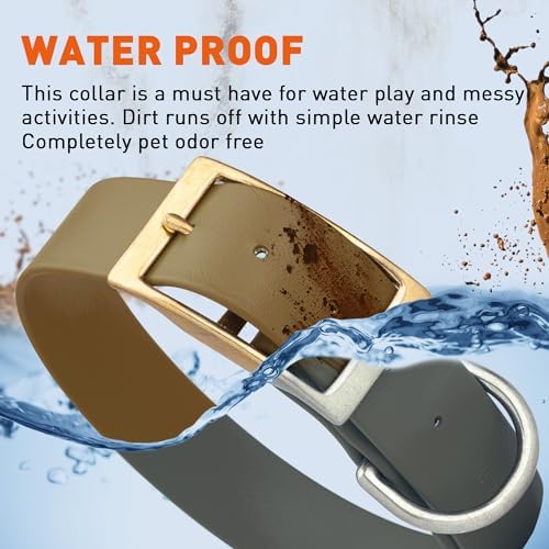 Viper Biothane Heavy Duty Waterproof Dog Collar Strong Coated Nylon Webbing w/Solid Brass Hardware Odor-Proof Easy to Clean High Performance Fits Small Medium or Large Dogs, Coyote Brown