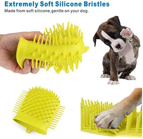 Idepet Dog Paw Cleaner Cup with Towel Pet Foot Washer Protable Dog Cleaning Brush for Puppy Cats Massage Grooming Dirty Claw (Green)