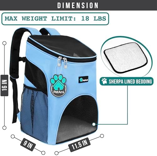 PetAmi Cat Backpack Carrier for Small Dogs and Large Cats, Airline Approved