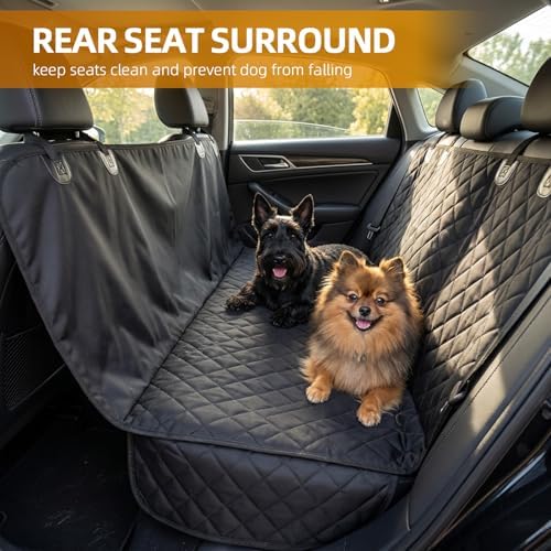 Dog Car Seat Cover for Back Seat – Waterproof Hammock for Cars, SUVs & Trucks, Heavy-Duty Non-Slip Backseat Protector, Easy to Install & Machine Washable, Pet Hammock Style Seat Cover