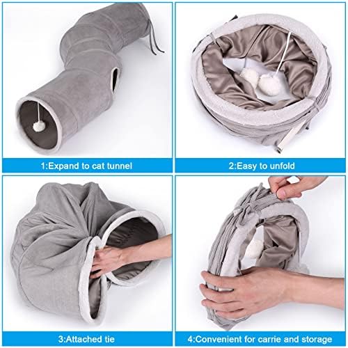 Ownpets S-Shape Cat Tunnel Toy 48"L x 10"D, for Cats, Puppies & Small Pets