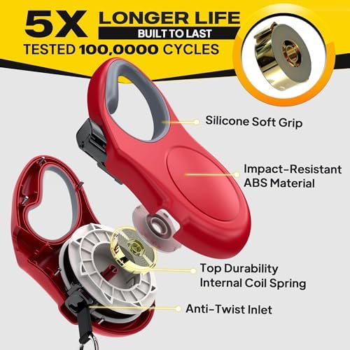 Fida Retractable Dog Leash, 16 ft Dog Walking Leash for Small and Medium Dogs up to 44lbs, 360° Tangle-Free, Red