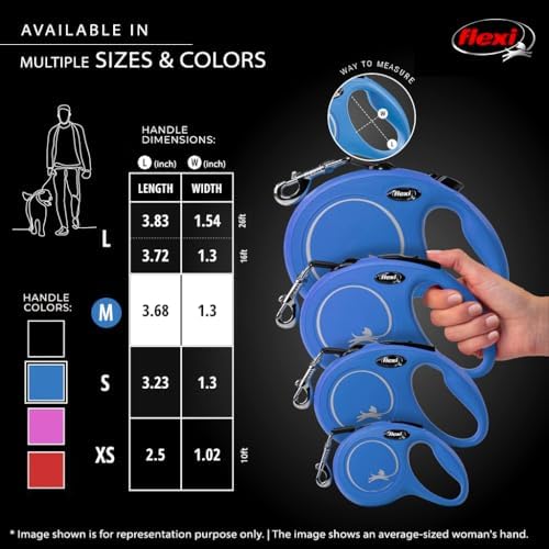 FLEXI® Classic Cord Retractable Dog Leash, Medium, 16 ft - Blue